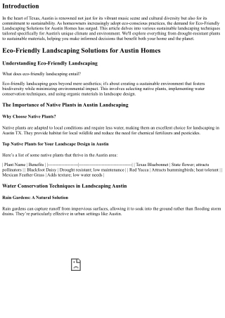 Eco-Friendly Landscaping Solutions for Austin Homes