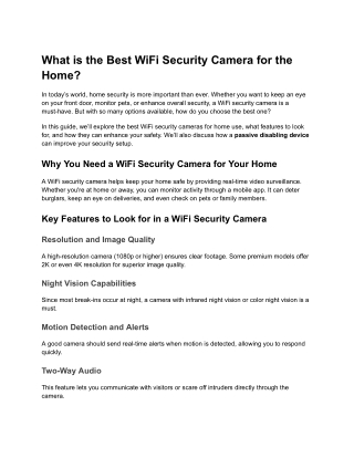 What is the Best WiFi Security Camera for the Home