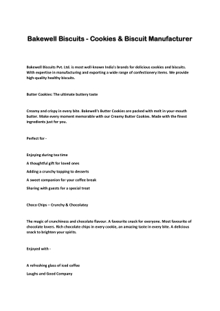 Cookies & Biscuit Manufacturer