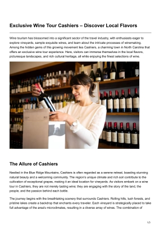 Exclusive Wine Tour Cashiers Discover Local Flavors