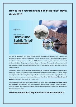 Hemkund Sahib Trip Travel Guide