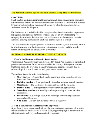 The National Address System in Saudi Arabia A Key Step for B