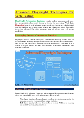 PlayWright Online Training - PlayWright Training in India