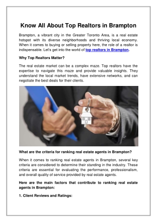 Know All About Top Realtors in Brampton