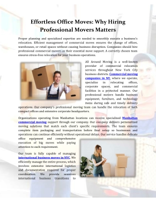 Effortless Office Moves: Why Hiring Professional Movers Matters