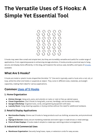 The Versatile Uses of S Hooks A Simple Yet Essential Tool