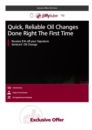 No hassle oil change.