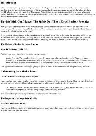 Buying With Confidence: The Safety Net That a Good Realtor Provides