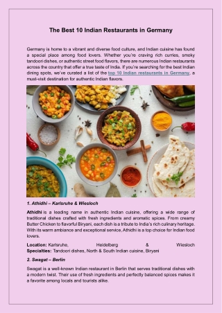 The Best 10 Indian Restaurants in Germany
