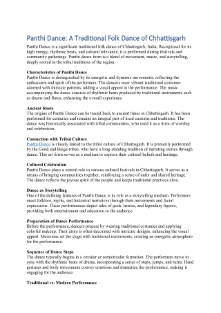 Panthi Dance: A Traditional Folk Dance of Chhattisgarh