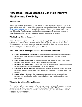 Improve Your Range of Motion with Deep Tissue Massage