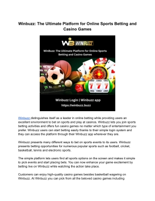 WinBuzz_ The Ultimate Platform for Online Sports Betting and Casino Games