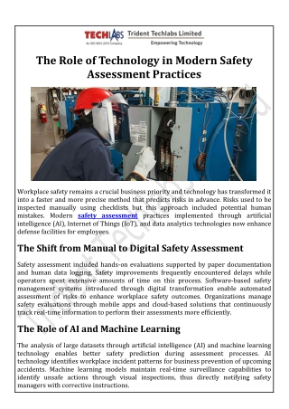 The Role of Technology in Modern Safety Assessment Practices