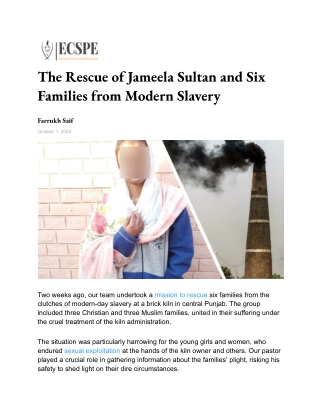 The Rescue of Jameela Sultan and Six Families from Modern Slavery