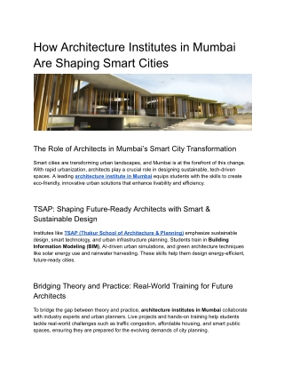 Learn Architecture at TSAP – Best Institute in Mumbai