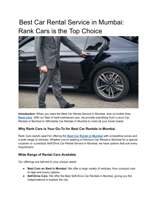 Best Car Rental Service in Mumbai_ Rank Cars is the Top Choice