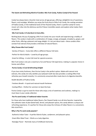 The Sweet and Refreshing World of Candies