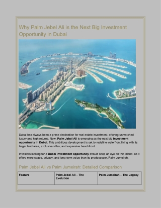 Why Palm Jebel Ali is the Next Big Investment Opportunity in Dubai