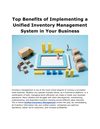 Top Benefits of Implementing a Unified Inventory Management System in Your Business