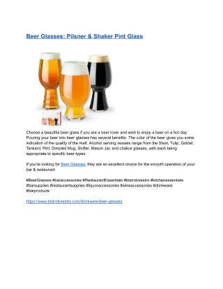 Beer Glasses_ Pilsner & Shaker Pint Glass