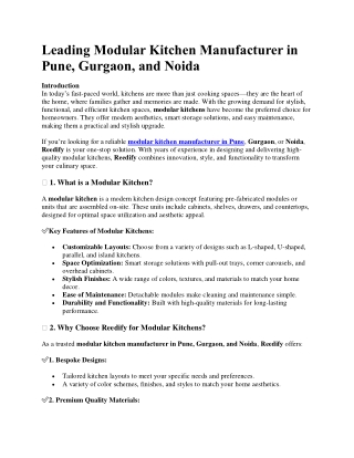 Leading Modular Kitchen Manufacturer in Pune