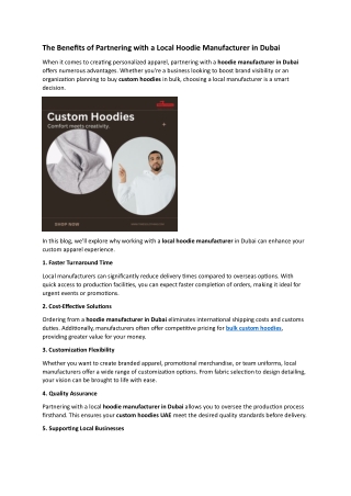 The Benefits of Partnering with a Local Hoodie Manufacturer in Dubai