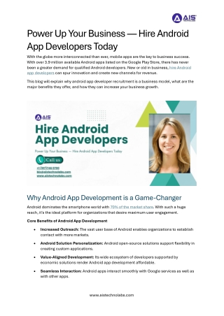 Power Up Your Business — Hire Android App Developers Today