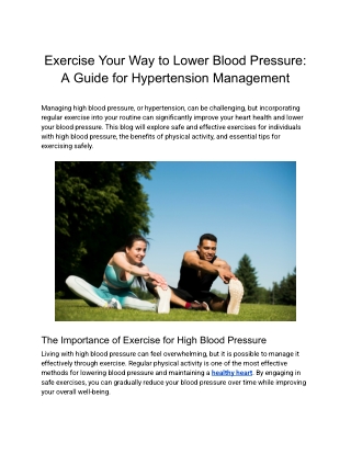 Exercise Your Way to Lower Blood Pressure- Suave Concierge Life