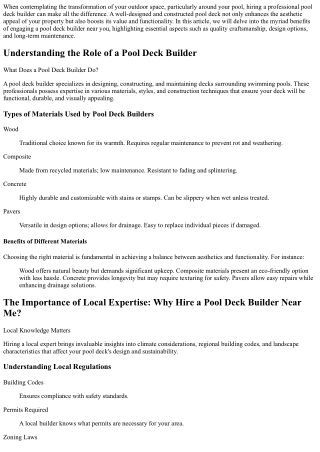 The Benefits of Hiring a Pool Deck Builder Near Me