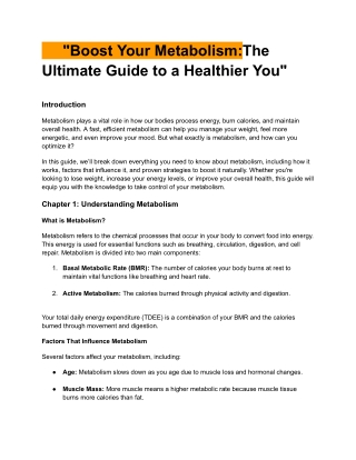 Boost Your MetabolismThe Ultimate Guide to a Healthier You