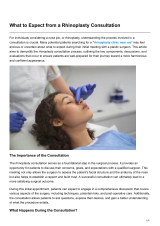 What to Expect from a Rhinoplasty Consultation
