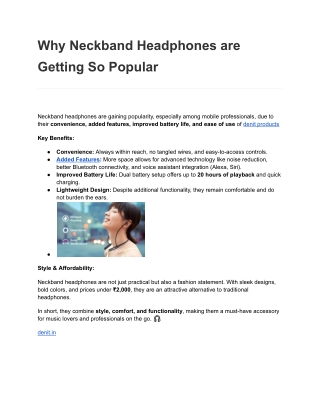 Why Neckband Headphones are Getting So Popular