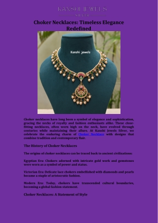 Choker Necklaces Timeless Elegance Redefined