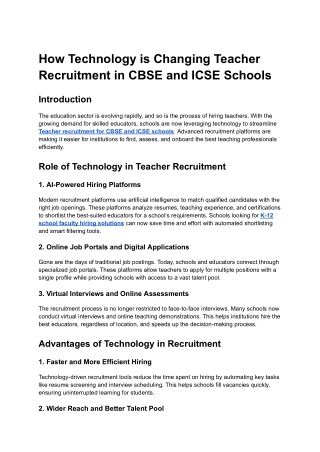 How Technology is Changing Teacher Recruitment in CBSE and ICSE Schools
