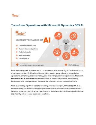 Transform Operations with Microsoft Dynamics 365 AI