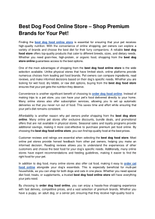 Best Dog Food Online Store – Shop Premium Brands for Your Pet.docx