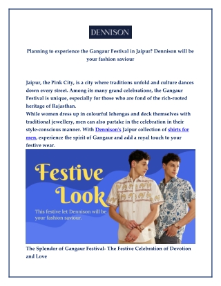 Planning to experience Gangaur Festival in JaipurDennison will be you fashion saviour