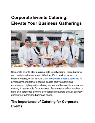 Corporate Events Catering
