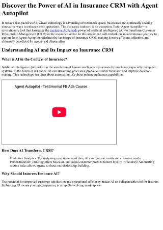 Discover the Power of AI in Insurance CRM with Agent Autopilot