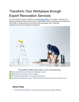 Transform Your Workplace through Expert Renovation Services