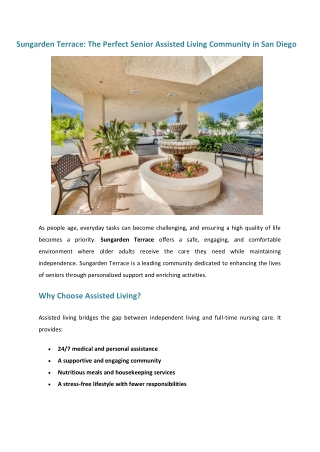 The Perfect Senior Assisted Living Community in San Diego