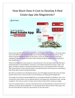 Real Estate App Like MagicBricks: Features, Development Cost & Benefits