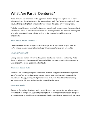 What Are Partial Dentures