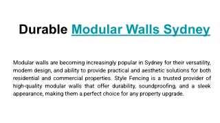 Durable Modular Walls Sydney