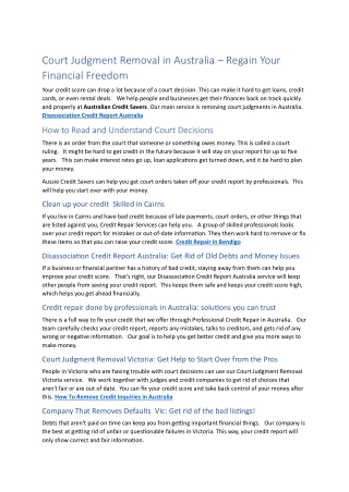 Fix Your Credit File Australia