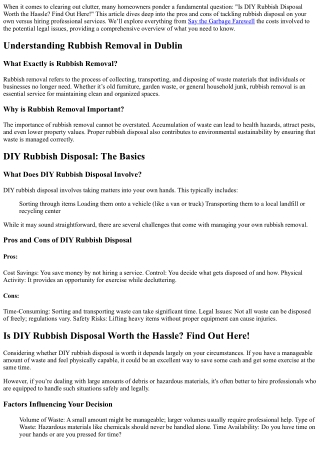 Is DIY Rubbish Disposal Worth the Hassle? Find Out Here!