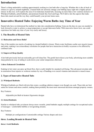 “Innovative Heated Tubs: Enjoying Warm Baths Any Time of Year”