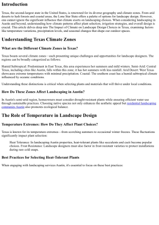 “The Impact of Climate on Landscape Design Choices in Texas”