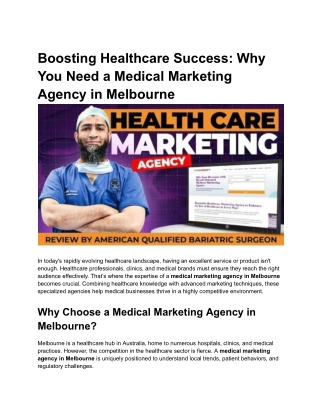 Boosting Healthcare Success_ Why You Need a Medical Marketing Agency in Melbourne