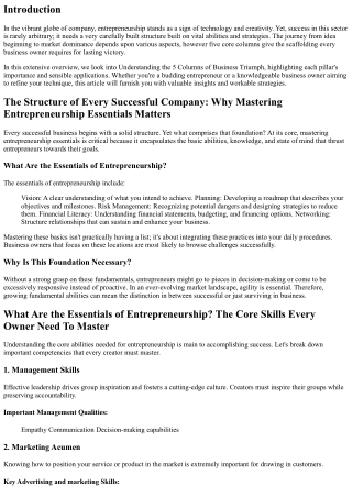 Recognizing the Five Columns of Business Accomplishment